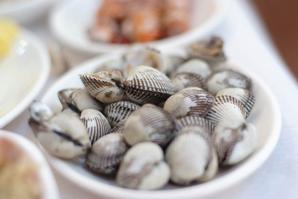 clams in a small plate