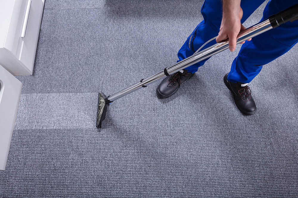 cleaning carpet with a vacuum cleaner