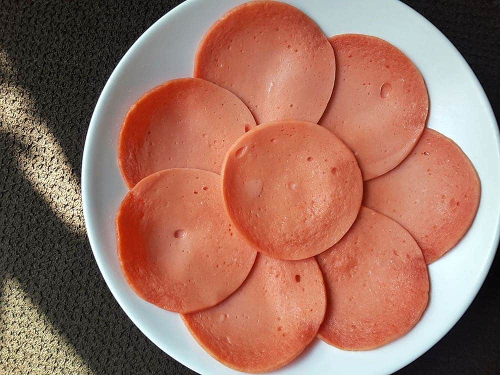 cooked bologna on a plate