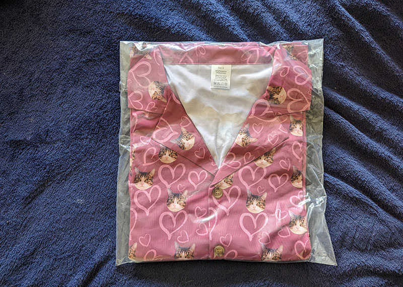 custom pajamas in plastic packaging
