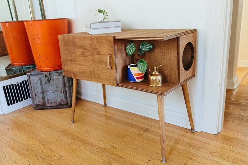 diy mid-century litter box