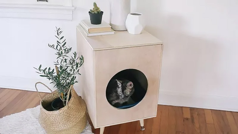 diy modern plywood kitty litter box