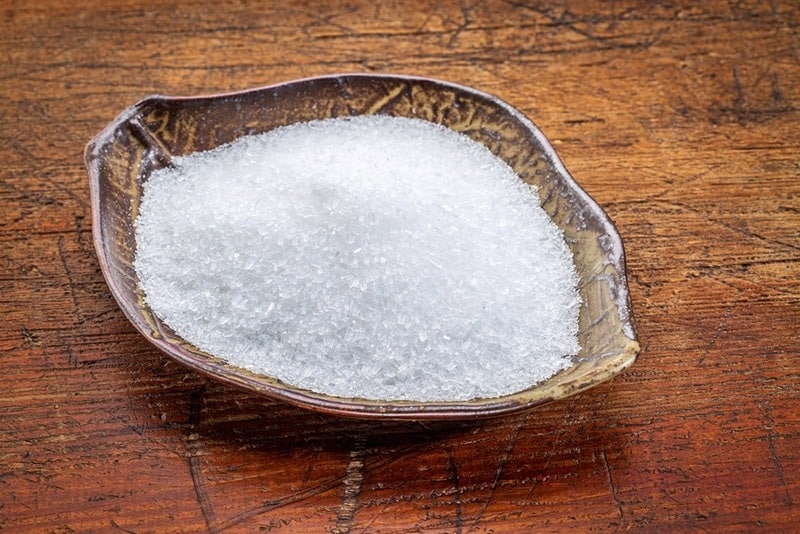 epsom salts in a leaf shaped ceramic bowl