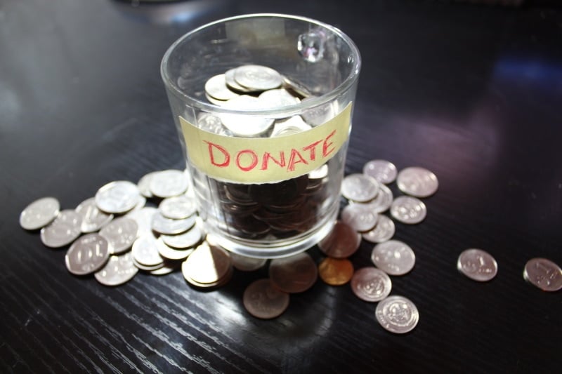 glass with coins