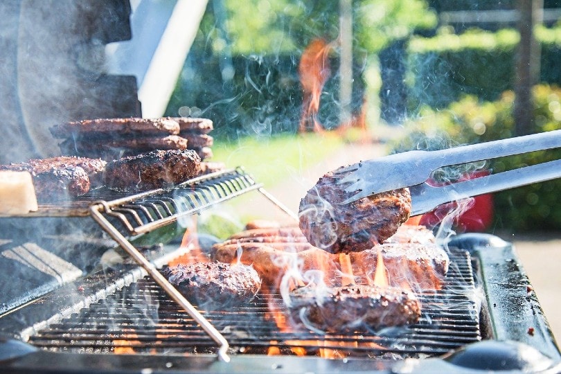 hamburgers being grilled