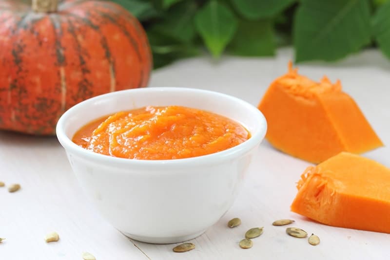 homemade pumpkin puree in a bowl