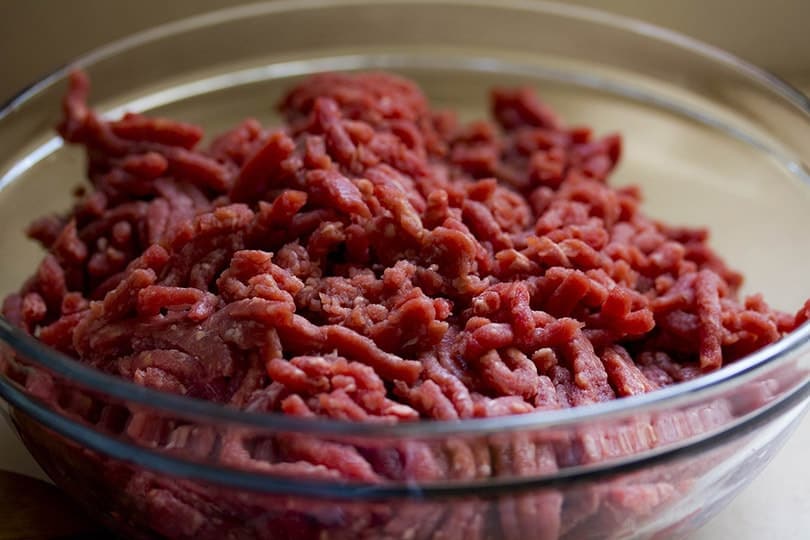 raw beef meat in a bowl