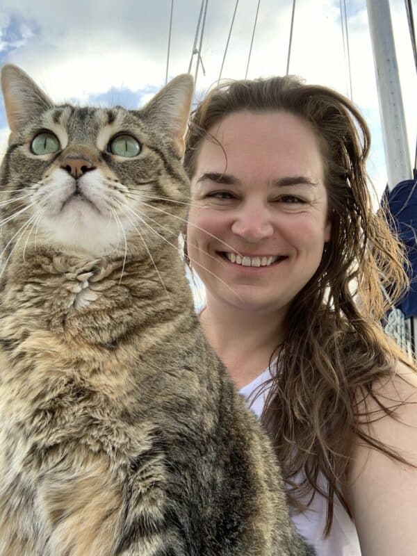 Dr. Lauren and Pancake on the sailboat 2