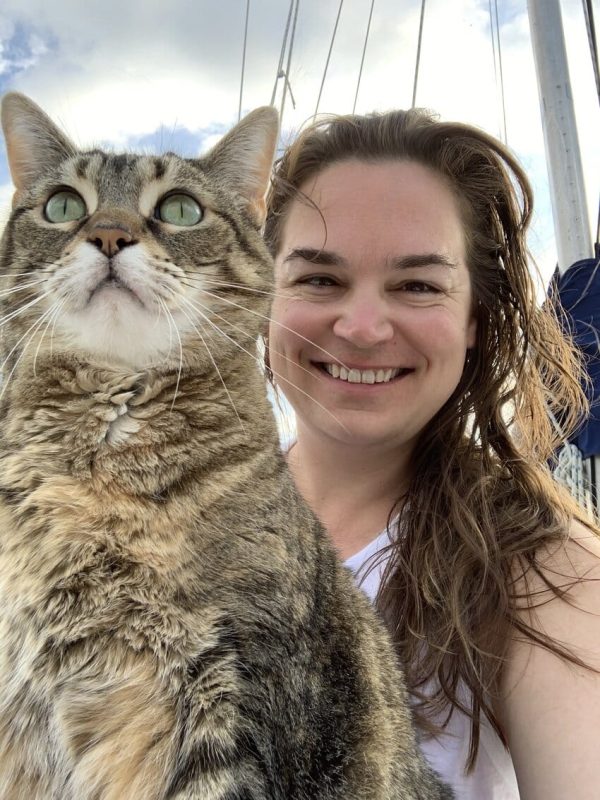 Dr. Lauren and Pancake on the sailboat 2