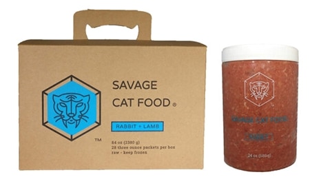 savage cat food rabbit box and tub