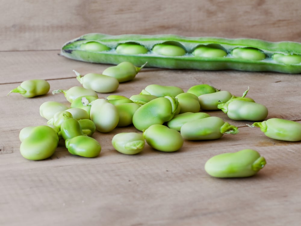 lima beans in a wooden table