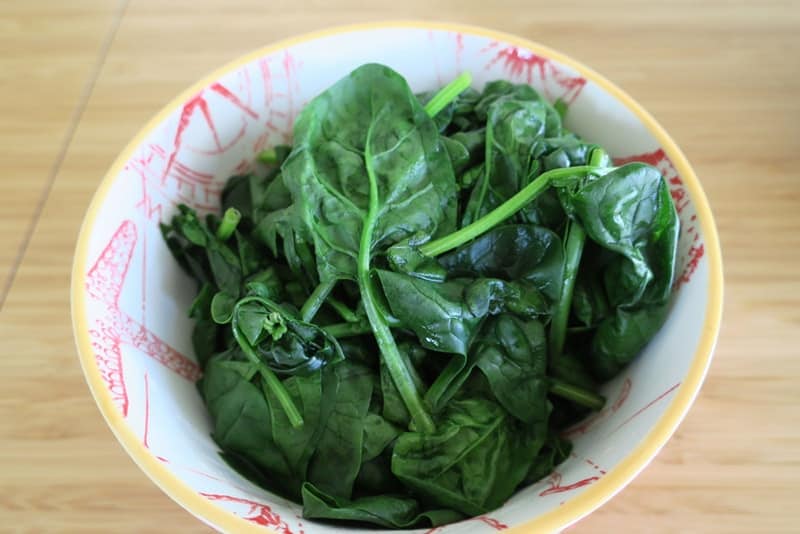 steamed spinach in a bowl