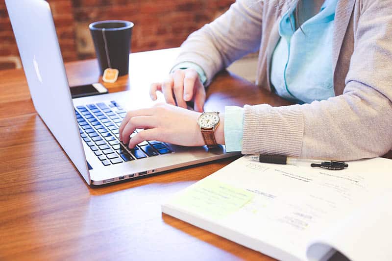 student using laptop