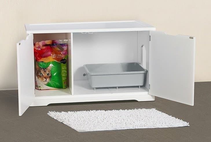 white modern cat litter box