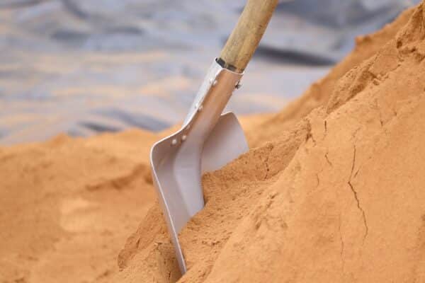 shovel in sand