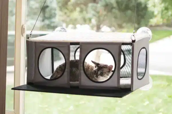 Cat lying in EZ-Mount-Penthouse-Cat-Window-Perch