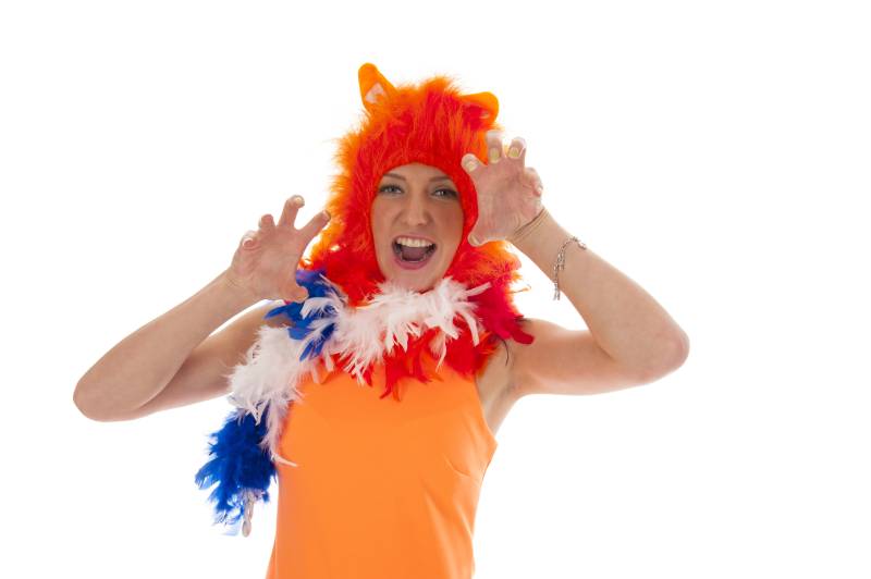 girl dressed as an orange dutch lion supporter