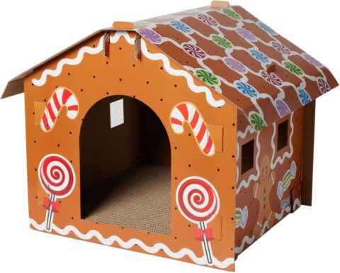 Frisco Holiday Gingerbread Cardboard Cat House