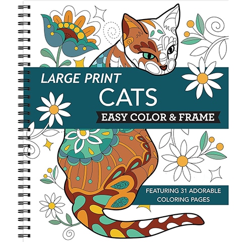 Large Print Easy Color & Frame Cats