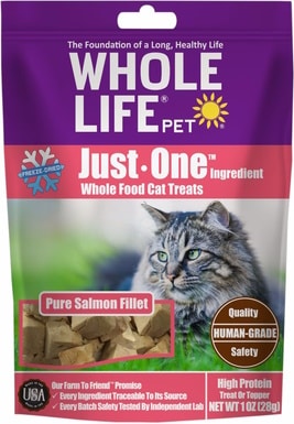 Whole Life Just One Ingredient Pure Salmon Fillet Grain-Free Freeze-Dried Cat Treats