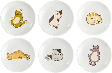 Mozacona 6 pcs Ceramic Cat Appetizer Plates