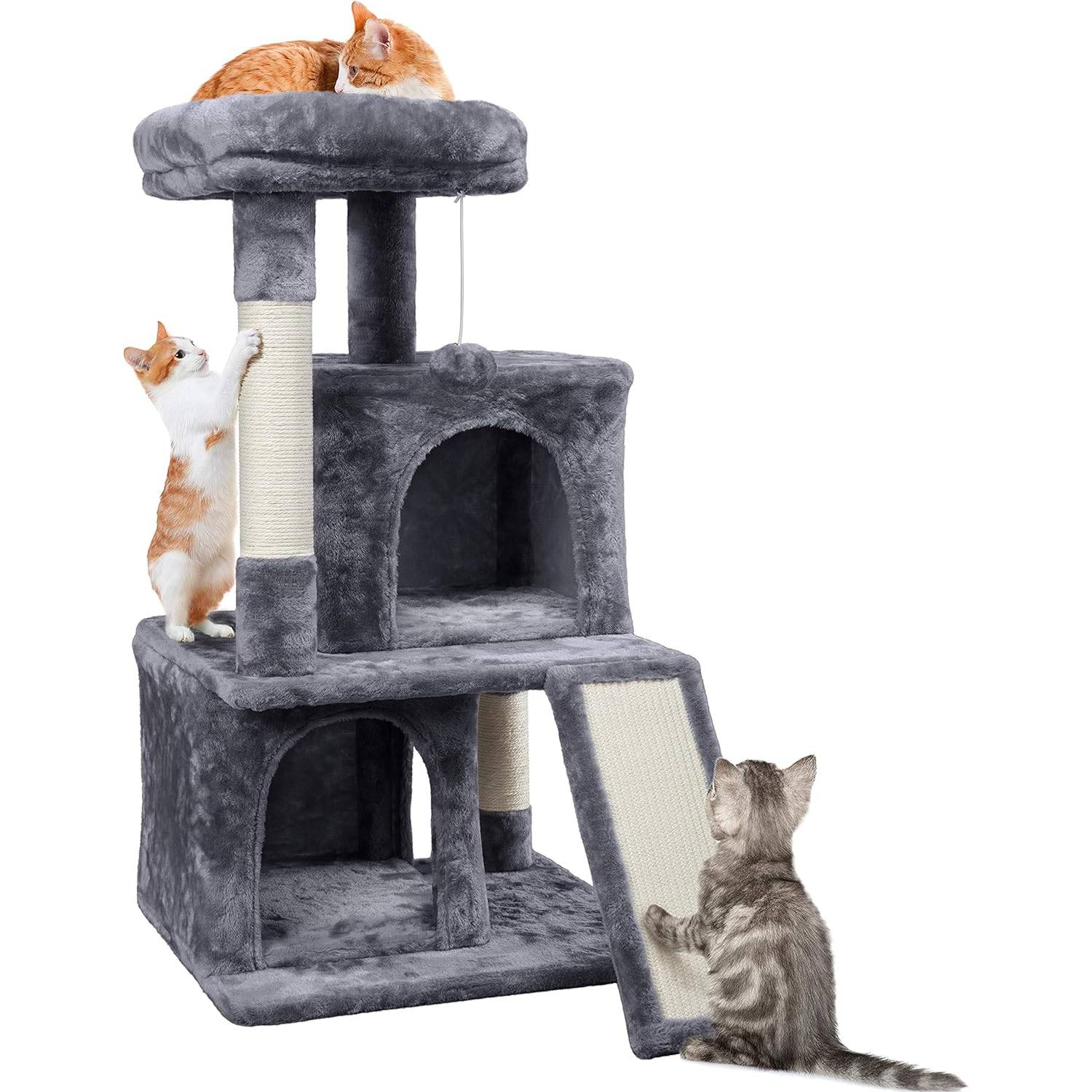 Yaheetech 3 Tiers Plush Cat Tower with Double Cat Condo