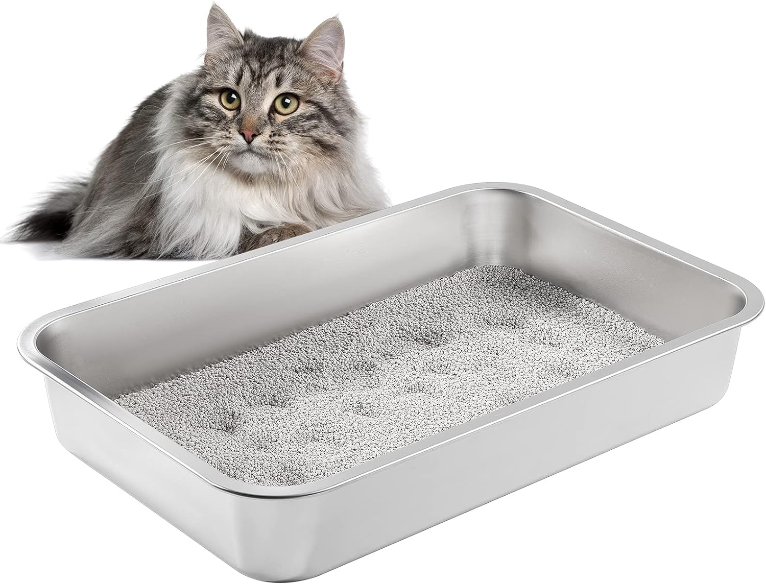 Yangbaga Stainless Steel Litter Box for Cat and Rabbit