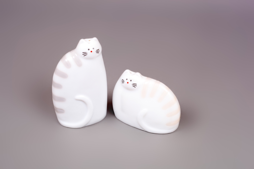 salt-cellar and pepper-box cats set closeup