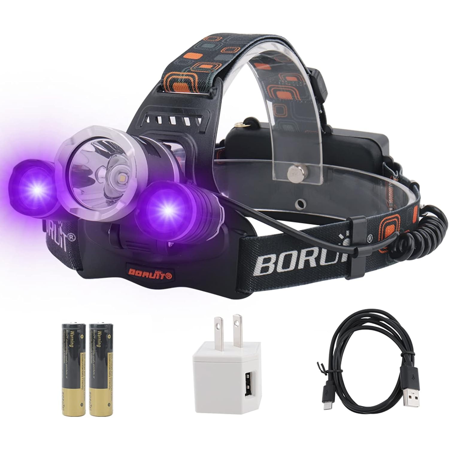 BORUIT RJ-3000 LED Black Light Headlamp