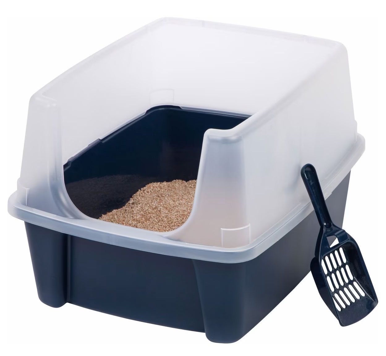 IRIS USA Open Top Litter Box with Scatter Shield & Scoop