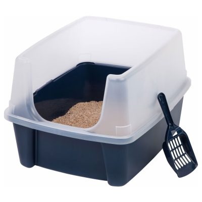 IRIS USA Open Top Litter Box with Scatter Shield & Scoop