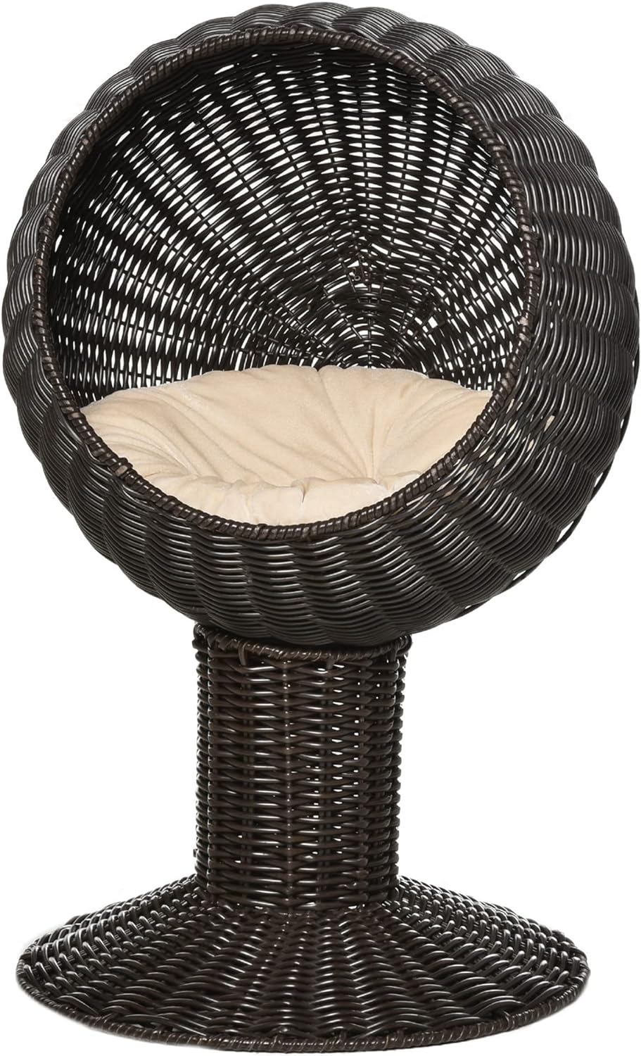 Pawhut 28” Hooded Rattan Wicker Elevated Cat Bed