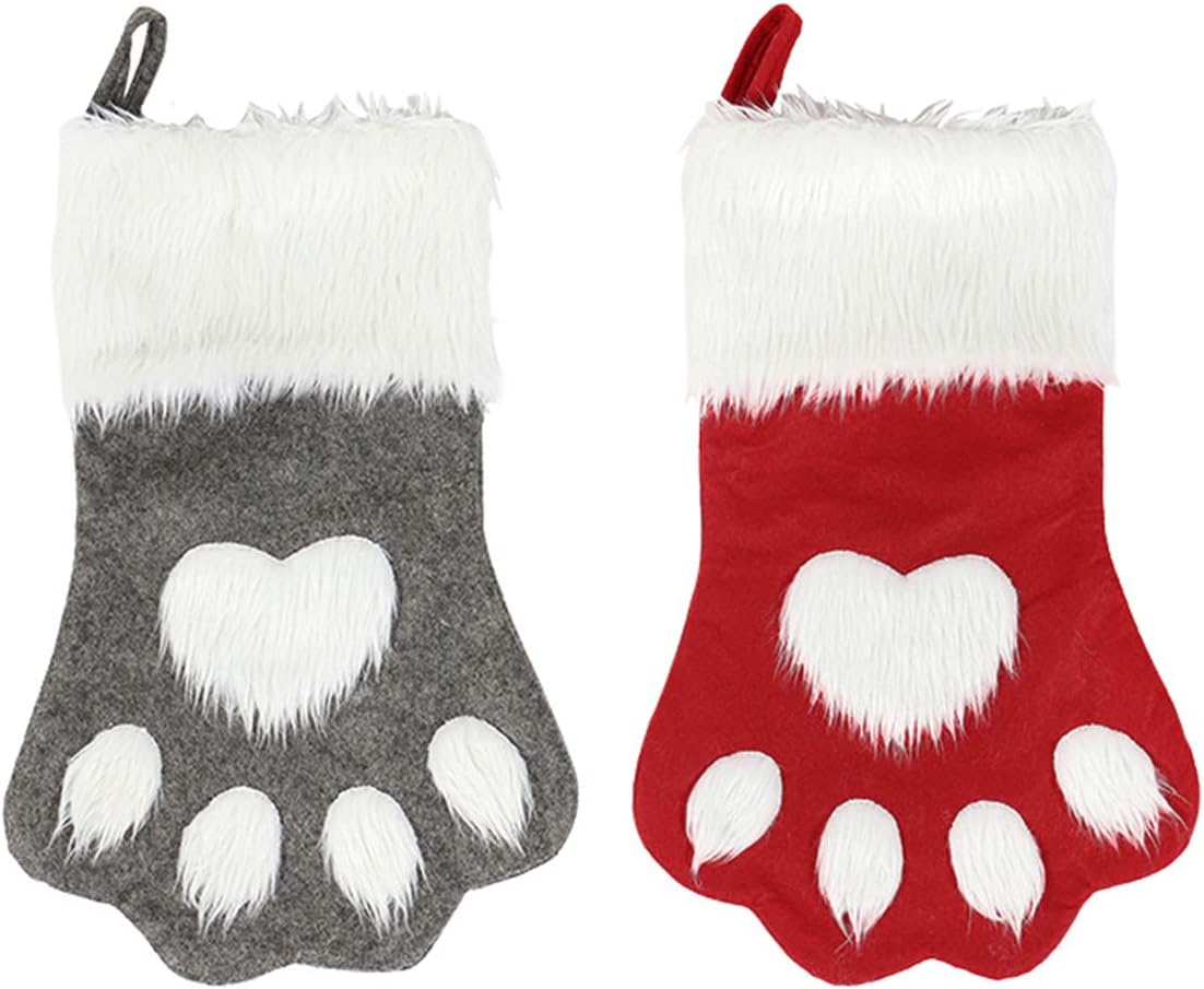 Pet Paw Plush Christmas Stockings 2-Pack