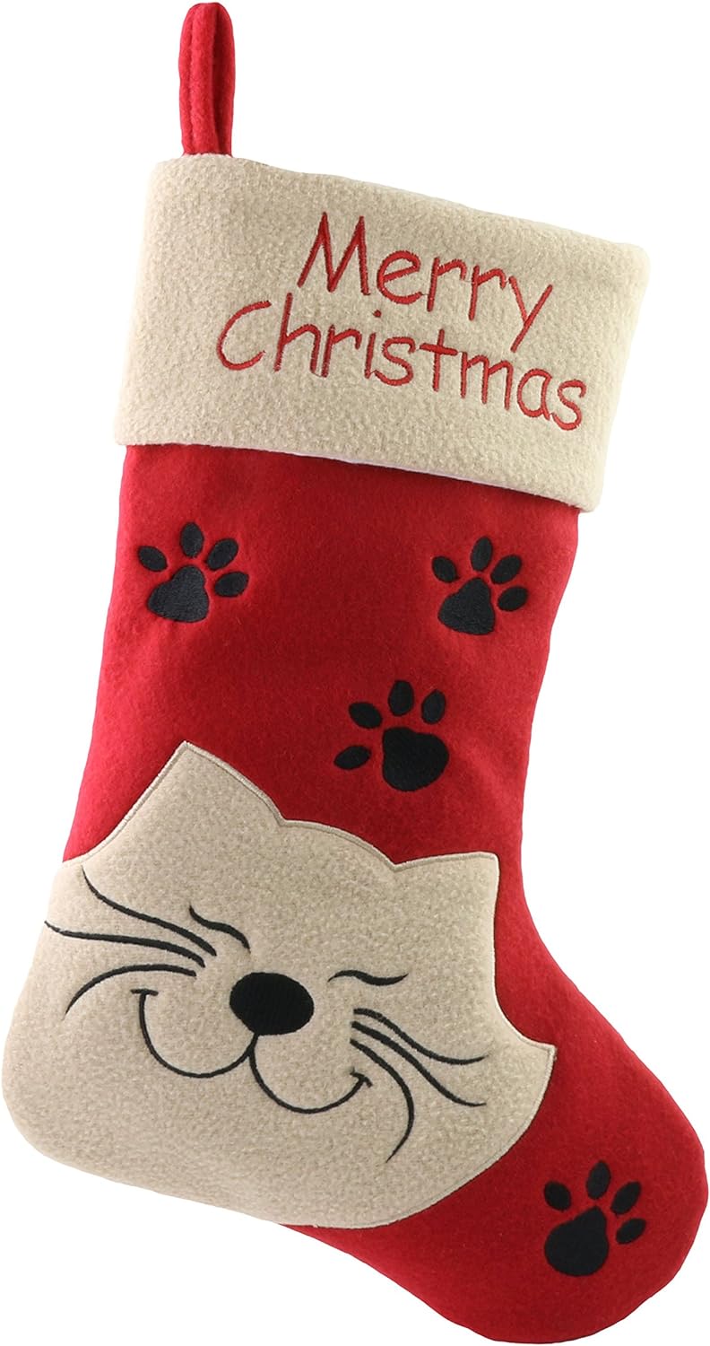 WEWILL 18” Cat Felt Christmas Stocking