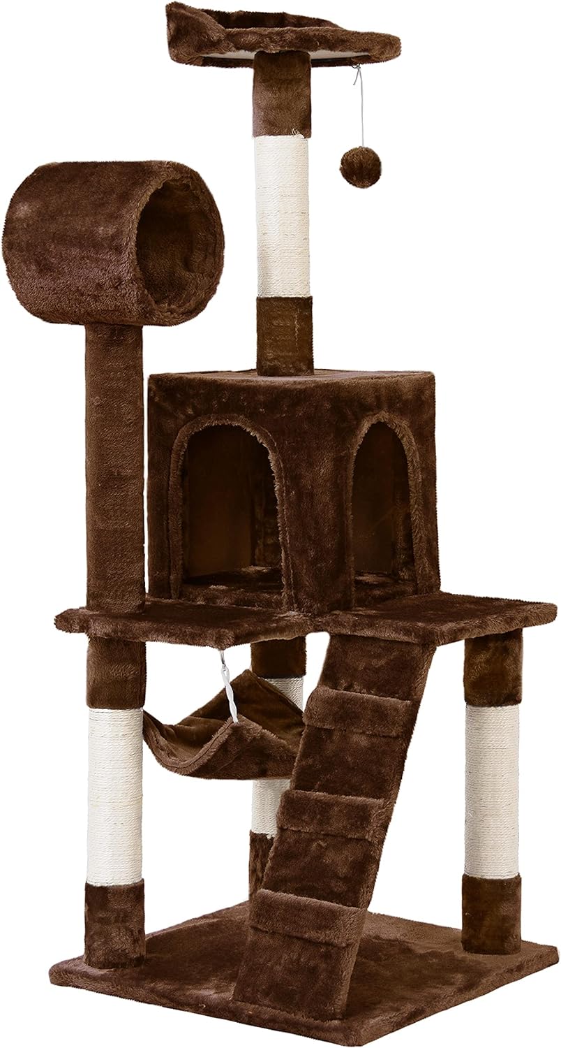 Yaheetech 51-in Plush Multi-Cat Kitten Tree & Condo