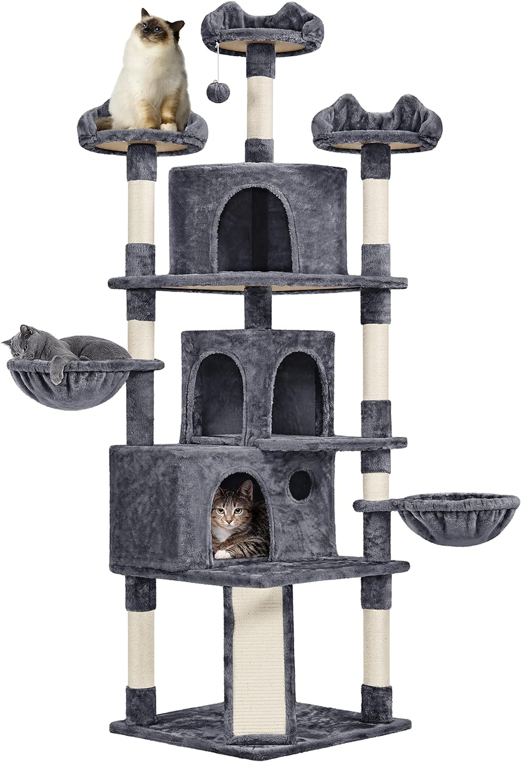 Yaheetech 76.5in Cat Tree Cat Tower with 3 Condos