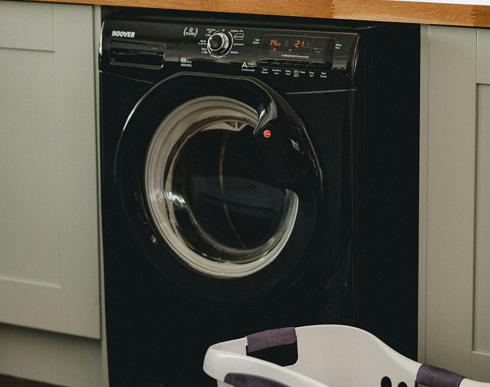 black washing machine indoor