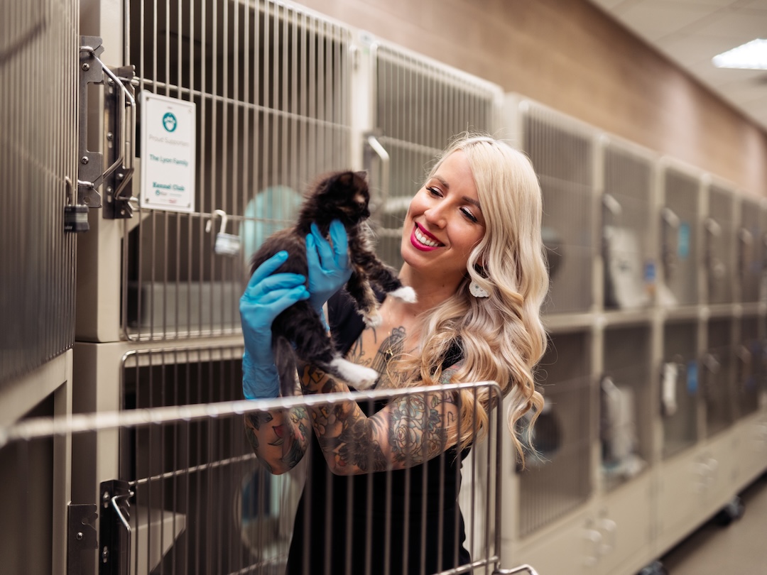 Hannah Shaw with a shelter kitten_Hill's Pet Nutrition