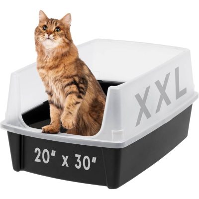 IRIS USA XXL Open Top Cat Litter Box with Scatter Shield